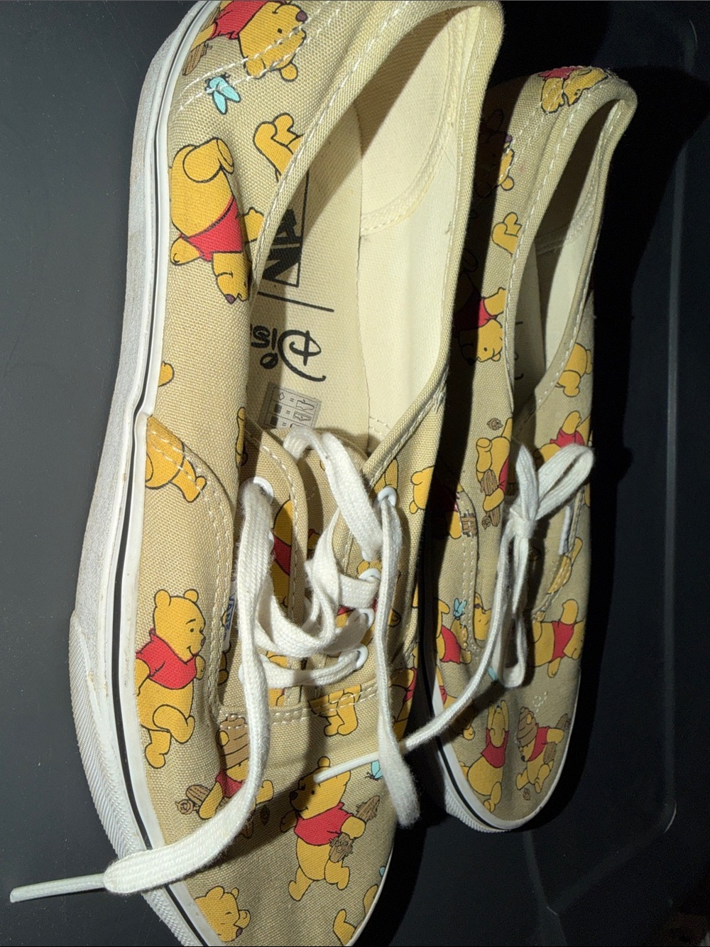 Vans Kids Beige Canvas Sneakers with Yellow & Red Winnie the Pooh Print - Picture 2 of 5